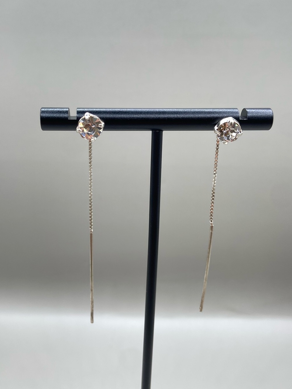 Silver Rhinestone Ear Threader Earrings